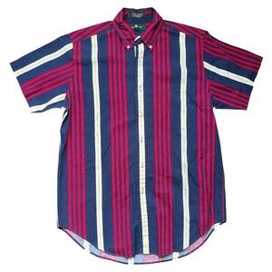 Hunt Club, size medium, Red & Blue Striped Button Down, with white and yellow